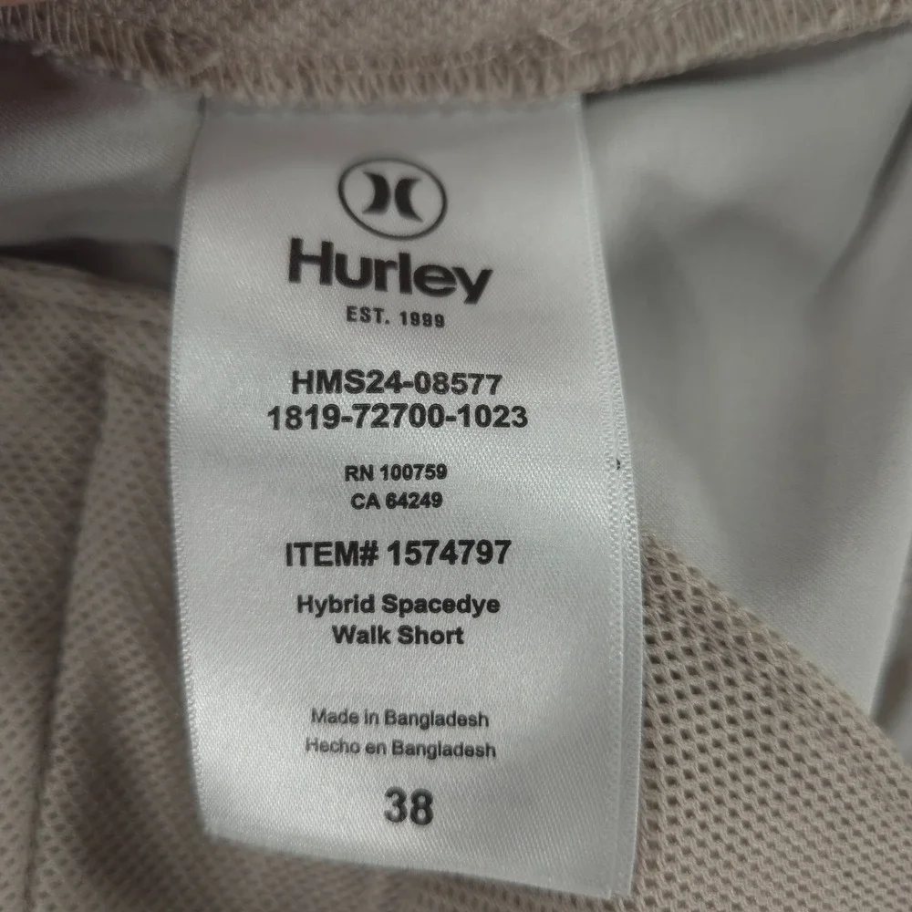 Hurley Men's 38 Beige Hybrid Spacedye Chino Walk Shorts HMS24-08577